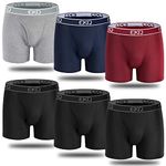 EKQ Mens Boxers Shorts Multipack 6-Pack Bamboo Underwear with Open Fly Pouch Waistband Breathable Men's Fitted Hipster Trunks