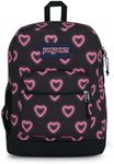 JanSport Cross Town Plus Backpack - Large Main Compartment, Side Water Bottle Pocket, 15-Inch Padded Laptop Sleeve - Happy Hearts Black