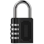 Combination Padlock, BeskooHome Waterproof Padlock with Code, 4 Digit Locker Padlocks for School, Gym Lockers, Outdoor Combination Lock for Shed, Fence, Backyard, Hasp Locker (1 Pack Black)