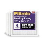 Filtrete 20x20x1, AC Furnace Air Filter, MPR 1500, Healthy Living Ultra Allergen, 4-Pack (exact dimensions 19.69 x 19.69 x 0.78)