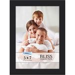 Icona Bay 7x5 Black Picture Frame, Modern Style Wood Composite Frame, Table Top or Wall Mount, Bliss Collection…