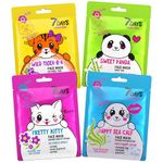 7DAYS Face masks beauty for skincare - Sheet masks set with Aloe Vera, Shea Butter, Algae Extract for Acne treatment, Brightening, Anti aging, Anti Fatigue for Women and Children, 4 pcx28g