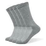 Well Knitting Men's Non-Binding Diabetic Ultra Loose Welt Soft and Comfort Coolmax Crew Padded Sole Socks,4 Pairs(Grey,L)