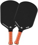 Pickleball Paddle - 3K Raw Carbon Fiber Surface + Carbon Abrasion Surface with High Grit & Spin, Sure-Grip Elongated Handle, Pickle Ball Paddle with 16mm Polypropylene Honeycomb Core (2-Pack)