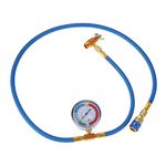 Aupoko R134A Car AC Refrigerant Charge Hose 59'', AIr Condition Charge Hose with Gauge R134A Can Puncturing Type Tap Valve, R134A Quick Couple Low Pressure Gauge and 59'' Recharge Hose