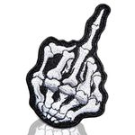 Iron on Patches for Jackets - Skeleton Middle Finger Shirt Motorcycle Patches for Vests Men Ghost Rider with Motorcycle Club Patches Outlaws - Lady Finger Embroidery Finger Skull Middle Finger Patches