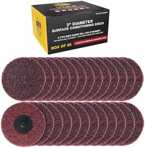 Dura-Gold 3" Diameter Surface Conditioning Discs Maroon Medium Sanding Grit (Box of 25) - R-Type Quick Change Roll Lock Connection Rust and Paint Removal Removes Oxidation and Scale