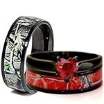 3 pc His & Hers Heart Red Camo Blac