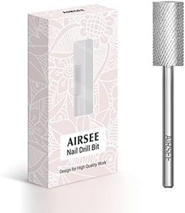 AIRSEE Tungsten Carbide Acrylic Nail Drill Bit Efile Electric File Machine Head Tip for Manicure Polishing Art Remove Gel 3/32" 2 Way Professional Tech Flat Top Cylinder Barrel Medium-M