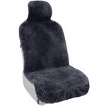 Sheepskin Seat Covers Genuine Australian Merino Wool Front Car Seat Covers, Luxury Breathable Super Soft Dense Pelt, Universal Fit for Most Automobiles, SUVs, Trucks,Sedans (Charcoal)