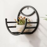 Crafts Impex Ron Metal Wall Mounted Hanging Planter For Balcony Pot Stand Hanging Plant Flower Pot Stand Holder (Black)