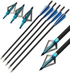 Crossbow Arrows Hunting Carbon Arrow 18" 20" 22" Crossbow Bolts with 4" vanes Feather and Replaced Arrowhead for Outdoor Bow Hunting (12 pcs, 20 '')