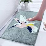 Roseate Bird Bathmat (40x60 cm) Anti Skid and Very Super Soft Mat for Bedroom/Door/Kitchen/Floor/Bathroom (Grey) Pack of 1