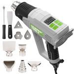 Huepar Tools Heat Gun, 2300W Hot Air Gun 50℃- 660℃ with Large Digital LCD Display, Variable Temperature Control, Memory Function, Digital Heat Gun with 5 Kinds of Nozzles and Accessories