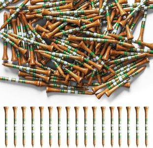 GKandi Golf Tees Wood 3 1/4 2 3/4 Inch Value 500/1000 Pack with Bright Colors & Consistent Height, High Visibility with Gold Stripes for Course Practice (Brown&Gold&Green, 1000Count(3 1/4 Inch))
