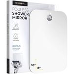 HONEYBULL Shower Mirror Fogless for Shaving - Flat Anti Fog Mirror with Razor Holder for Shower, Mirrors, Shower Accessories, Bathroom Mirror & Accessories, Holds Razors for Men (Large 20x25cm)