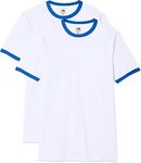 Fruit of the Loom Men's Ringer Premium T-Shirt Pack of 2, White/Royal Blue, Small