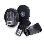 Everlast Partner Training Kit - Synthetic Leather Punch Mitts, Neoprene Gloves, Full Glove Backing, Anti-Microbial Treatment, Perfect for Coaching, Training, Hand-Eye Coordination. (Black/Grey)