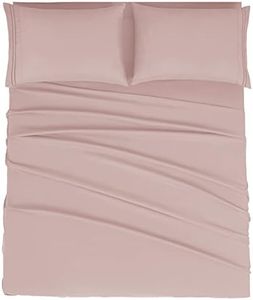 Mejoroom Queen Size Sheet Set - Hotel Luxury 1800 Bedding Sheets & Pillowcases - Deep Pocket Fitted Sheet, Soft, Breathable, Wrinkle & Fade Resistant - 4 Piece (Queen, Dusty Pink)
