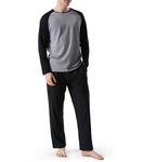 DAVID ARCHY Men's Cotton Sleepwear Long Raglan Sleeve Top and Bottom Pajama Set (S,Black)