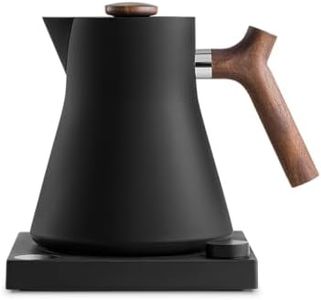Fellow Corvo EKG Electric Tea Kettle - Pour Over Coffee & Tea Pot - Temperature Control & Built-In Timer - Matte Black, Walnut Handle - 0.9 Liter (220v, Type G Plug)