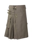 Lucasini Scottish Cotton Kilt Standard Utility Kilts Highland Skirt (40, Khaki)