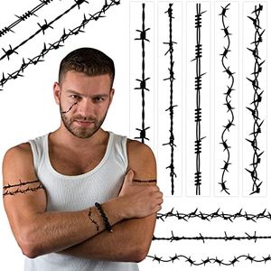 20 Pcs Halloween Barbed Wire Temporary Tattoos Barbed Fake Wire Tattoo Removable Black Arm Tattoo Stickers for Men Women Kids Costume Supplies Totem Body Art