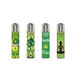 4 x Clipper Lighters Set- WEED YOGA - MAXI SIZE LIGHTER Assorted Designs, Gas Lighter Refillable Lighters SET DESIGN LIGHTER ( WEED YOGA )