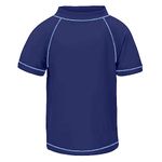 TIZAX Boys' Rash Vest UPF50+ Sun Protection Kids Short Sleeve Swimming Tops Children Quick Dry Rash Guard, 7-8 Years, A-navyblue