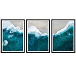 COLOSSAL ART HOUSE Set of 3 Seashore Framed Poster for Home & Office Wall Decoration - Portrait, Wall Display (Black, 13x17 Inch Frame with Poster)