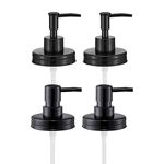 Onsogi Regular Mouth Plastic Mason Jar Soap Dispenser Pumps and Lids- Rust-Proof Mason Jar Accessories Rustic Farmhouse Kitchen Counter Top Bathroom Decor and Organization - 4 Pack