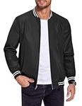 COOFANDY Men's Bomber Jackets Lightweight Windbreaker Full Zip Varsity Jacket(Black,Small)