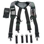 MELOTOUGH Gel Construction Work Suspender Tool Belt Suspenders with Gel shoulder pad Detachable Phone Holder (Trigger Snap Hook end work Suspenders)