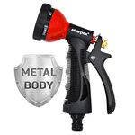 Sharpex High Pressure Water Gun Nozzle Spray for Garden Hose, Lawn, Car Washing, Bike Washer, Pets cleaning Sprinkler Water Gun - Heavy Duty Multi Adjustable Sprayer Nozzle For Pipe (Red), Metal