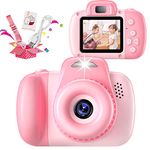 Kids Camera, HAONIIU 48MP Digital Dual Camera Kids Toys for Boys/Girls 3-12 Years Old, Kid Selfie Camera with 2.0 Inch IPS Screen, 32GB SD Card, 1080P HD Video Camera for Toddler Birthday Gifts (Pink)