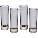 BarCraft BCSGLUST4PC Rainbow-Pearl Iridescent Tall Shot Glasses, 60 ml (Set of 4), 3.9 x 3.9 x 10.4 cm