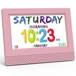 Kids Digital Alarm Clock Colorful, 7" Large LED Time Display Children's Sleep Trainer, Eye-Caring Digital Clock for Girls Boys Bedrooms Bedside, 17 Alarm Clock Settings Easy to Use Kids Birthday Gift