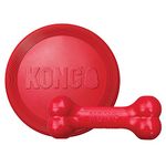 KONG Goodie Bone & Flyer - Dog Toys to Enrich Playtime - Dog Bone & Soft Throwing Disc Support Mental Engagement - Rubber Bone for Treats - Rubber Flying Disc with Dynamic Rebound - for Small Dogs