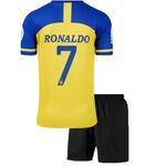 Ronaldo 7 Football Jersey with Black Shorts (Kid's, Boy's & Men's) (10_11 Years, Gold)