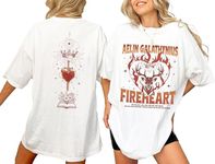 Munla Aelin Galathynius Fireheart Shirt - Throne of Glass Kingsflame Shirt, Sarah J Maas Tshirt, White, Small