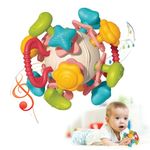 Kidology Silicone Space Ball Baby Teether - Sensory Toys for Boys and Girls, Newborn & Infant Rattle Toys, Montessori Learning Developmental Toddler Toys Suitable for Babies 6+ Months, Multicolor