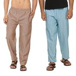 Aatman One Size Men's Eco-Friendly Cotton Pyjama Pack of 2 | Fits Waist Size 28 to 36 Inches_AT16AT19