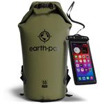 Earth Pak -Waterproof Dry Bag - Roll Top Dry Sack Keeps Gear Dry for Boating, Hiking, Camping and Fishing with Waterproof Phone Case (Green, 55L)