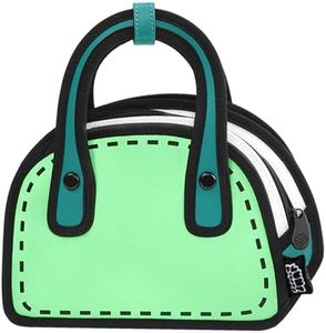 JUMPFROMPAPER Original 2D Cartoon Crossbody Bag (Carly) Pop Art, Novelty Cross Body Shoulder Bags for Women, Senior Year, Daily and Travel (Mint Green)