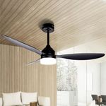 Soilsiu Ceiling Fans with Lights, 52 inch Low Profile Ceiling Fan with Light and Remote, Flush Mount Ceiling Fan for Bedroom, Flush Mount, Reversible, 3CCT, Dimmable, Noiseless (Black)