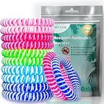 Mosquito Repellent Bracelet 12 Pack, PandyCare Insect, Midge & Mosquito Bands Wristbands for Adults, Kids & Baby - 2 Coils in 1, Waterproof, 100% Natural Plant Essential Oil, Deet Free with 300 Hours