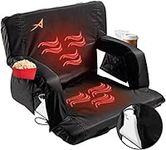 ACELETIQS Stadium Seats for Bleachers with Back Support – USB Battery Included - Upgraded 3 Levels of Heat - Foldable Chair - Cushioned, 4 Pockets, Cup Holder - Camping, Games (Double Heated 26")
