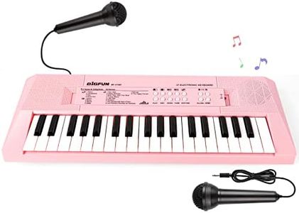 Electronic Piano Keyboard 37 Keys Piano for Kids Music Keyboard Piano with Microphone Learning Music Educational Toy Gift for 3-6 Years Old Girls Boys Beginners (Pink)