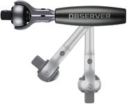 Observer Tools Dual Flex Drive Ratchet for Socket Set Tool Set with 72 Teeth - Rotating Handle and Head, Quick Release, Reversible, Double Flex Wrench SAE, 1/4 INCH