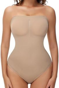 Zeecaro Strapless Bodysuit for Tummy Control Women's Shapewear Bodysuits Seamless Body Shaper Tank Top faja, Nude（brief）, Small